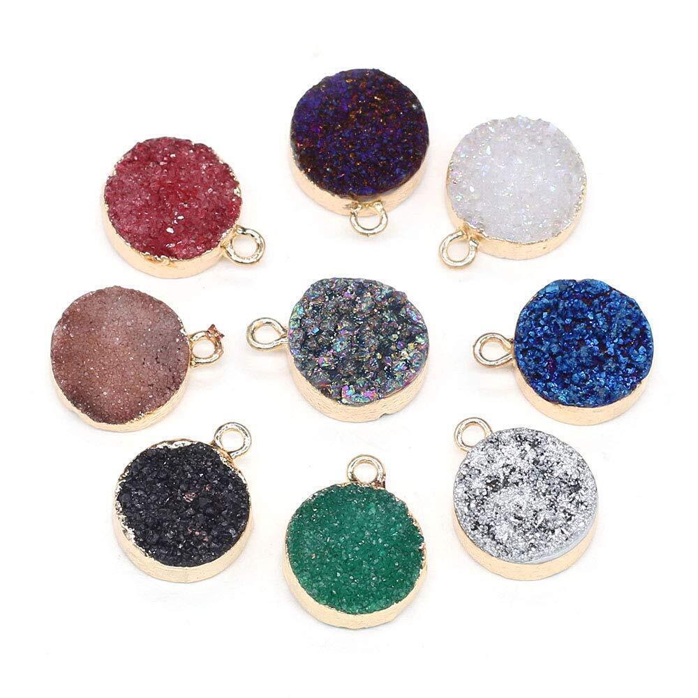 3570 Natural Stone Pendants,Round Shape Natural Agate Crystal Bud Pendant
